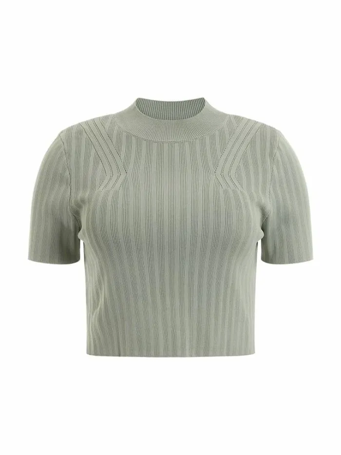 Women Rib Knit Top Green Guess Tops And Shirts