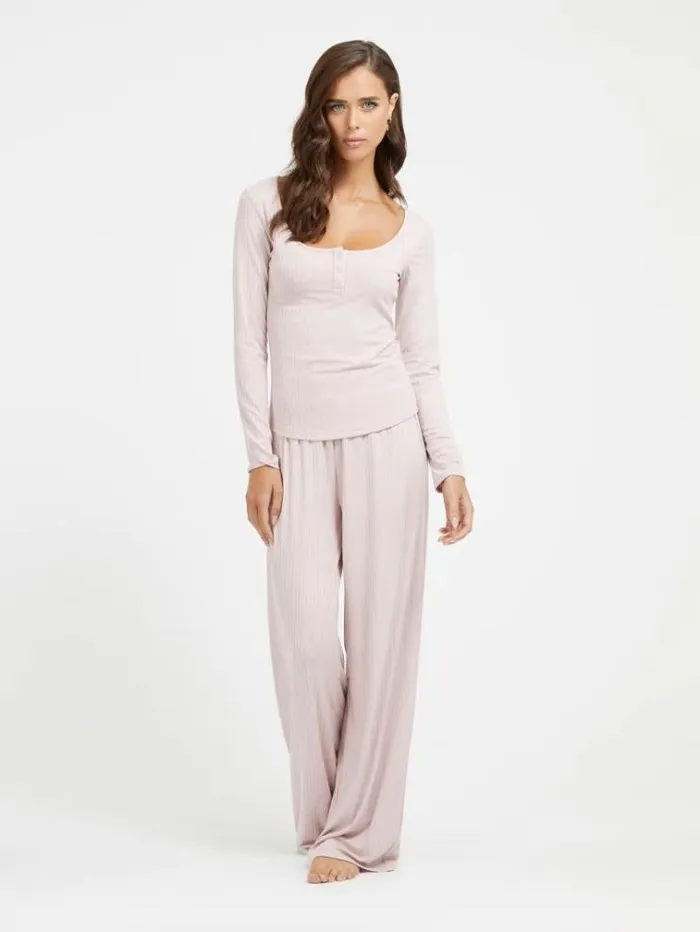 Women Rib Knit Top Pink Guess Underwear