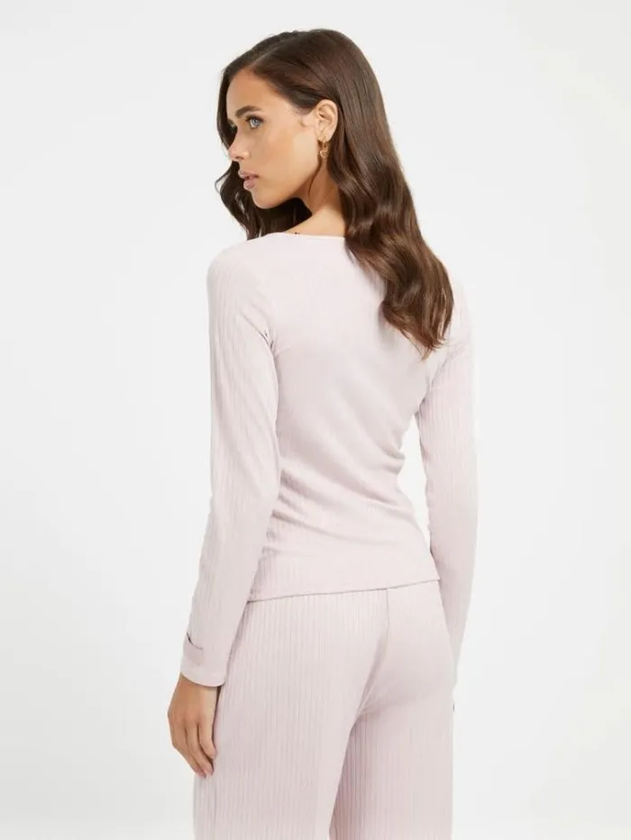 Women Rib Knit Top Pink Guess Underwear
