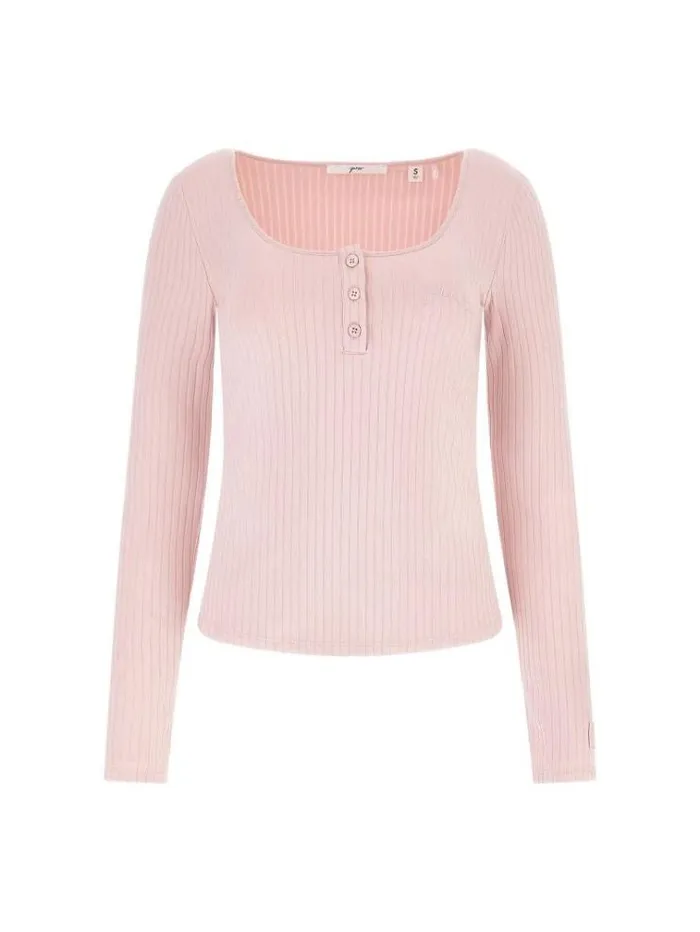 Women Rib Knit Top Pink Guess Underwear