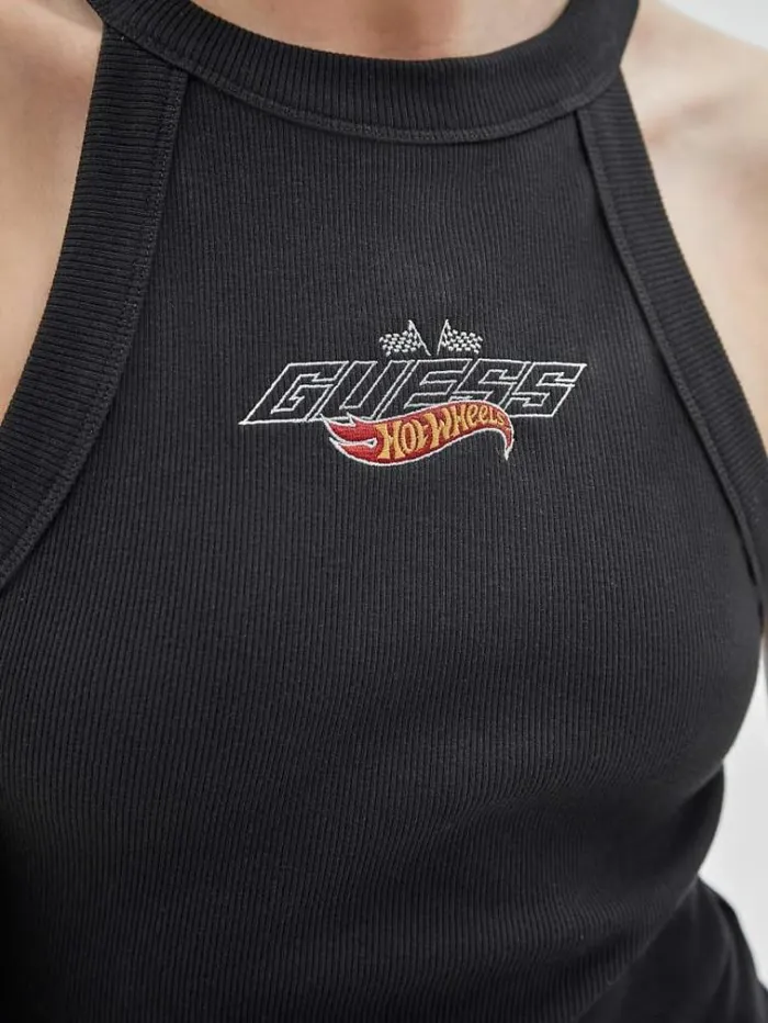 Women Ribbed Cropped Tank Top Black Guess Tops And Shirts