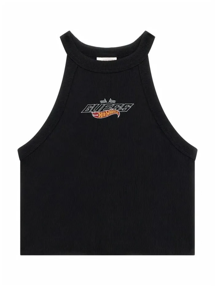 Women Ribbed Cropped Tank Top Black Guess Tops And Shirts