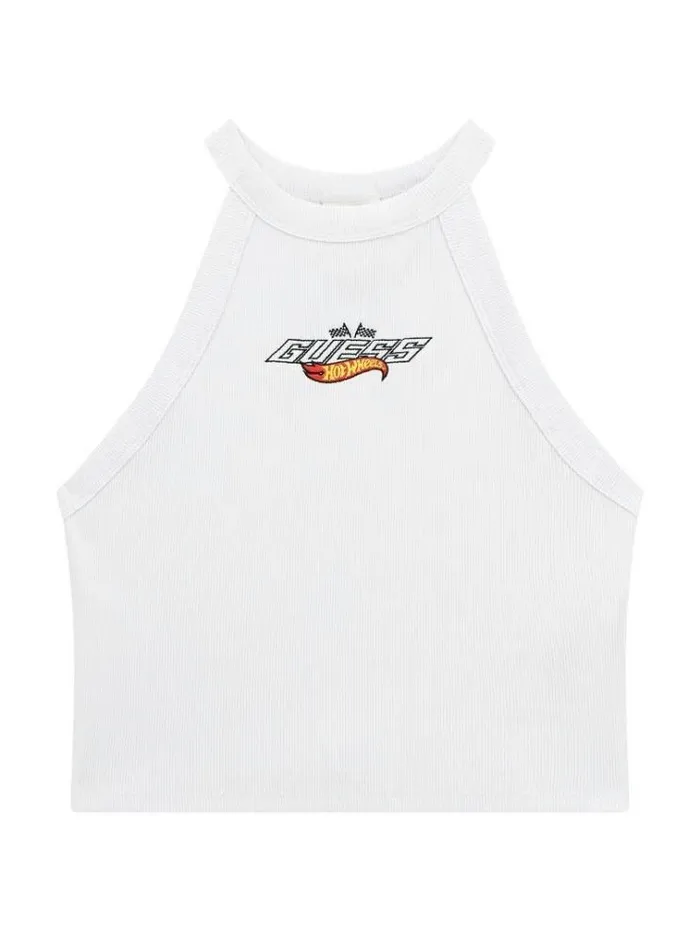 Women Ribbed Cropped Tank Top White Guess Tops And Shirts