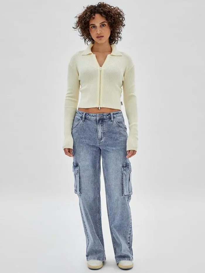 Women Ribbed Knit Sweater Yellow Guess Knitwear And Sweatshirts