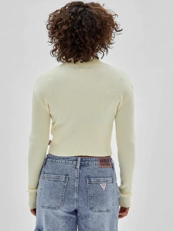 Women Ribbed Knit Sweater Yellow Guess Knitwear And Sweatshirts