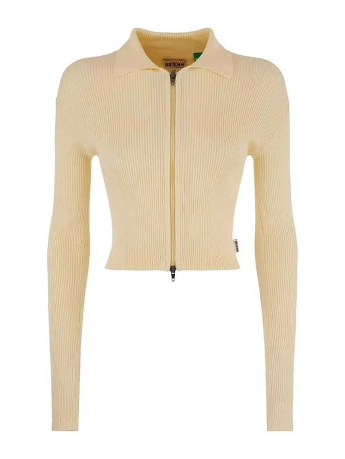 Women Ribbed Knit Sweater Yellow Guess Knitwear And Sweatshirts