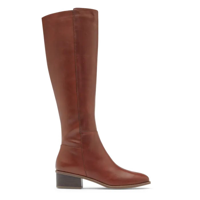 Women Rockport Boots and Booties Evalyn Tall Wide Calf Boot Saddle Lthr