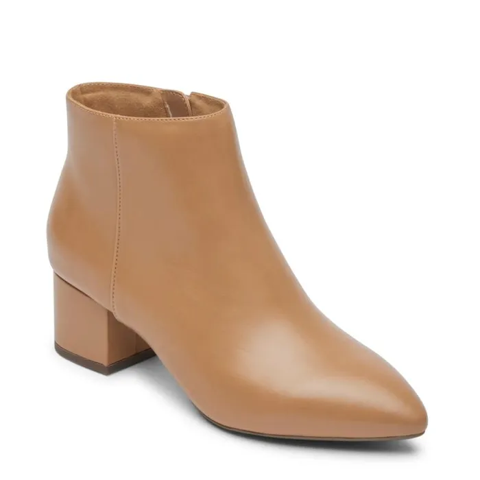 Women Rockport Boots and Booties Milia Block Bootie Mocha Latte Leather