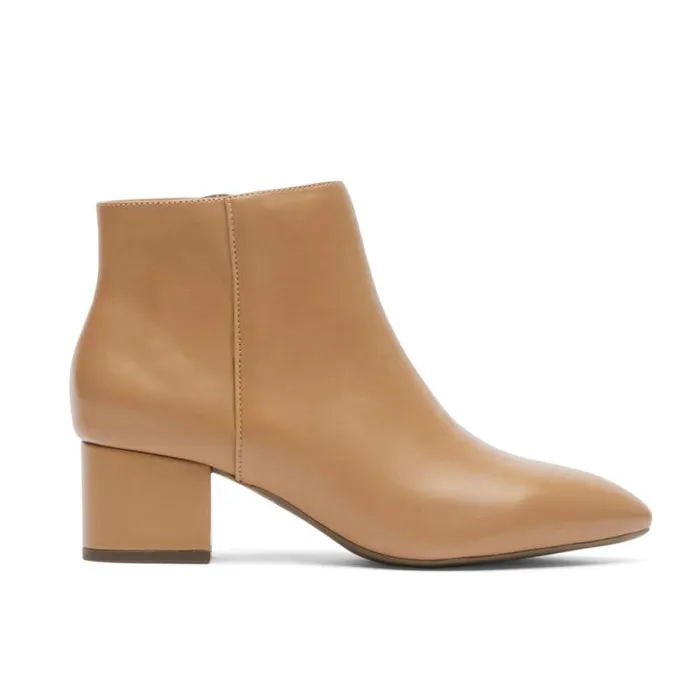 Women Rockport Boots and Booties Milia Block Bootie Mocha Latte Leather Women Rockport Boots and Booties Milia Block Bootie Mocha Latte Leather
