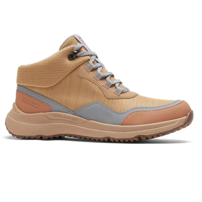 Women Rockport Boots and Booties Total Motion Trail Waterproof AllWeather Hiker Boot Tan Textile Wp Eco
