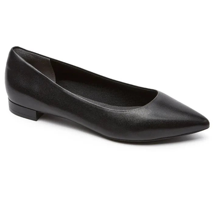Women Rockport Flats Total Motion Adelyn Ballet Flat Black Burn Calf