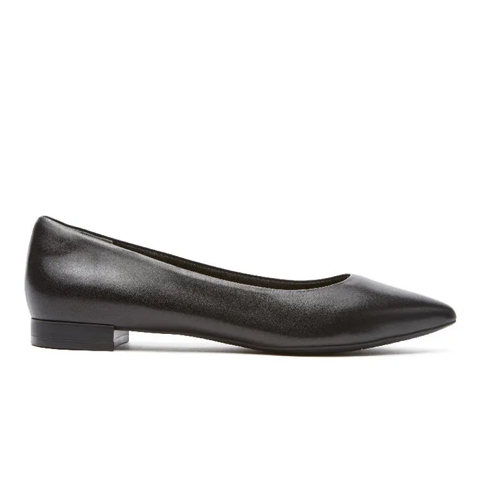 Women Rockport Flats Total Motion Adelyn Ballet Flat Black Burn Calf