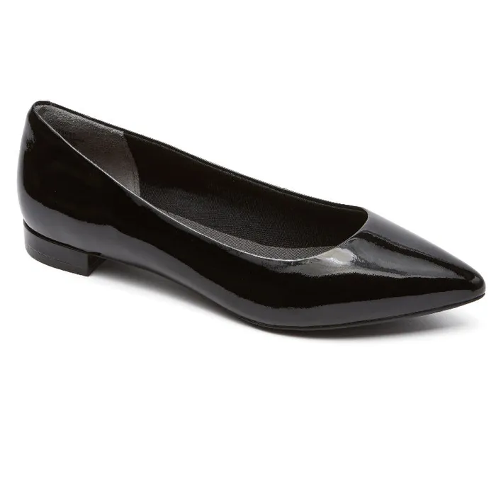 Women Rockport Flats Total Motion Adelyn Ballet Flat Black Patent