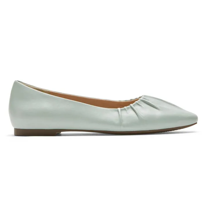 Women Rockport Flats Total Motion Laylani Gathered Flat Jade Lthr