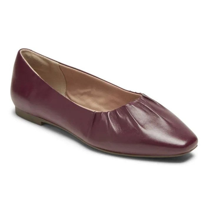 Women Rockport Flats Total Motion Laylani Gathered Flat Tawny Port Lthr