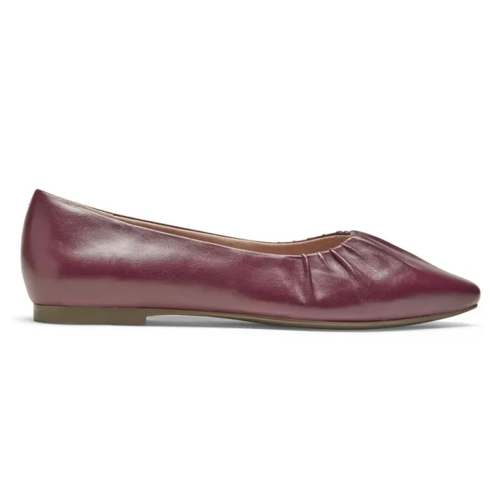 Women Rockport Flats Total Motion Laylani Gathered Flat Tawny Port Lthr