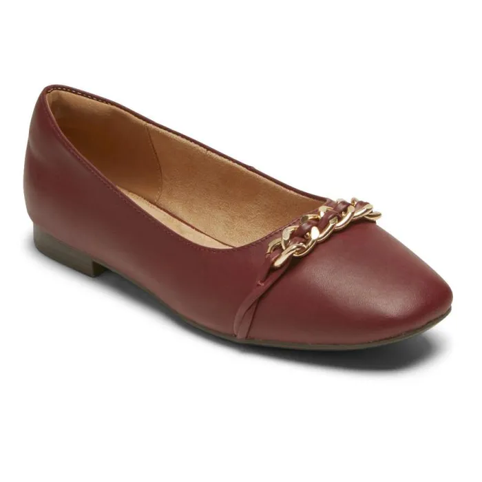 Women Rockport Flats Zoie Chain Ballet Flat Tawny Port Lthr