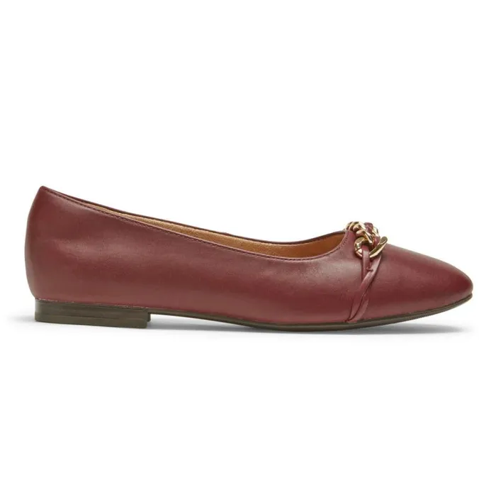Women Rockport Flats Zoie Chain Ballet Flat Tawny Port Lthr