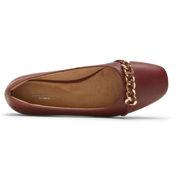 Women Rockport Flats Zoie Chain Ballet Flat Tawny Port Lthr