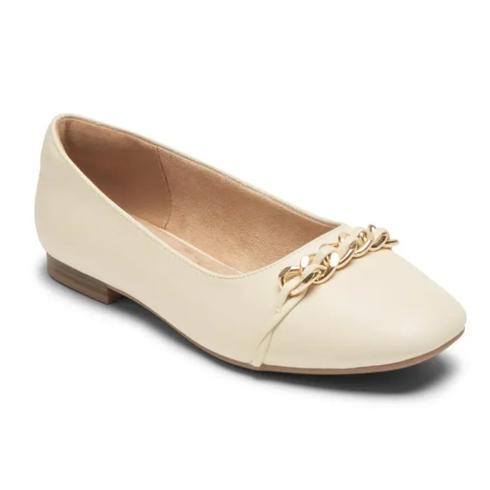 Women Rockport Flats Zoie Chain Ballet Flat Vanilla Lthr