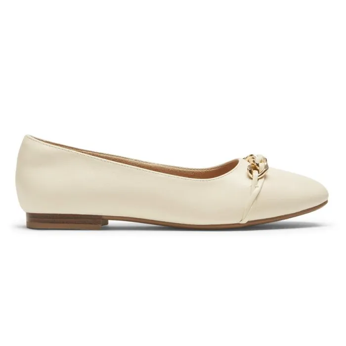 Women Rockport Flats Zoie Chain Ballet Flat Vanilla Lthr