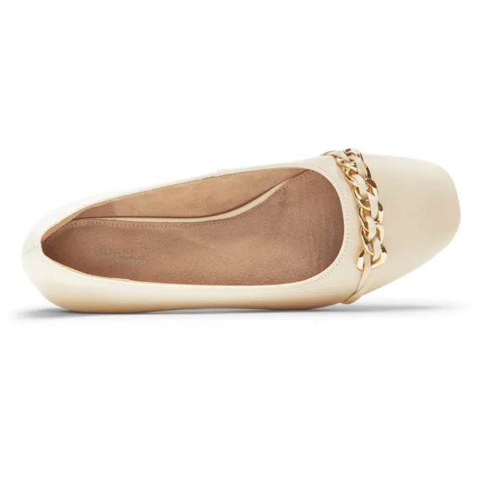 Women Rockport Flats Zoie Chain Ballet Flat Vanilla Lthr