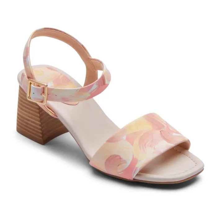 Women Rockport Heels Oh Joy 8211 Farrah 2Strap Heel Pink Painterly