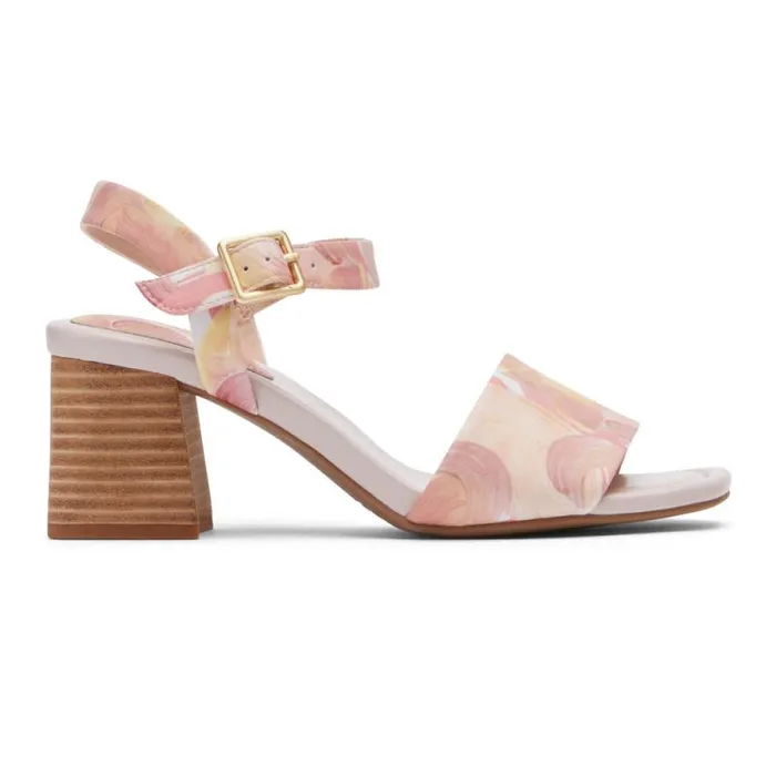 Women Rockport Heels Oh Joy 8211 Farrah 2Strap Heel Pink Painterly