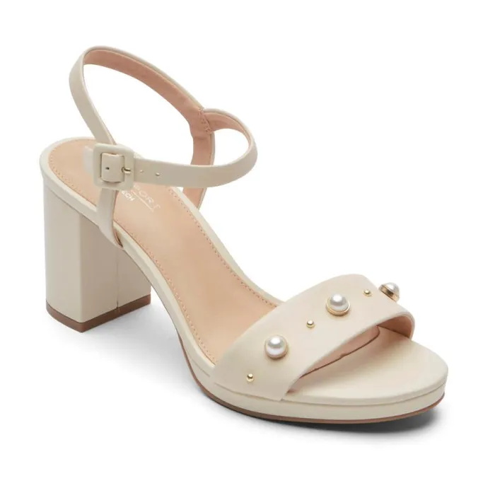 Women Rockport Heels Tabitha 2Strap Heel Vanilla Pearl
