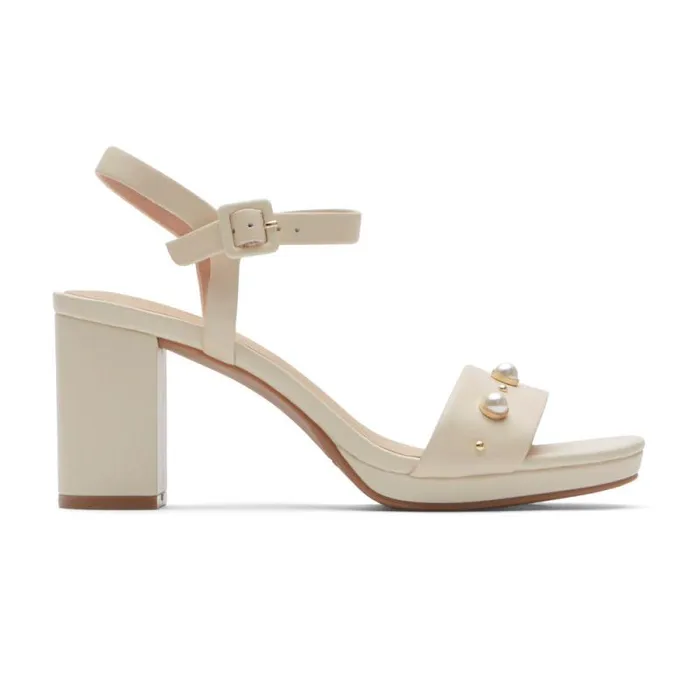 Women Rockport Heels Tabitha 2Strap Heel Vanilla Pearl