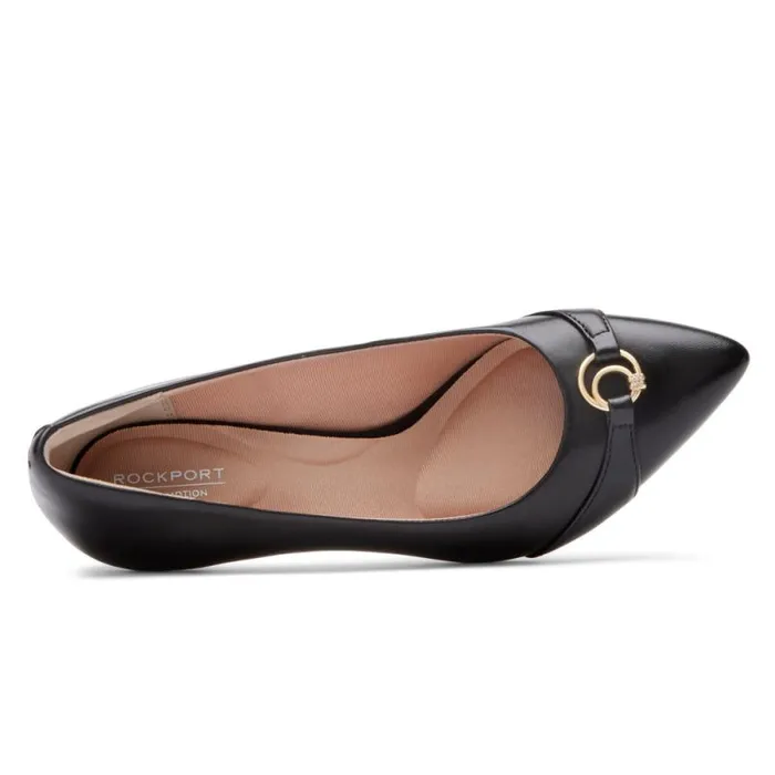 Women Rockport Heels TM75MM Plain Toe Ornamented Pump Black Leather Women Rockport Heels TM75MM Plain Toe Ornamented Pump Black Leather
