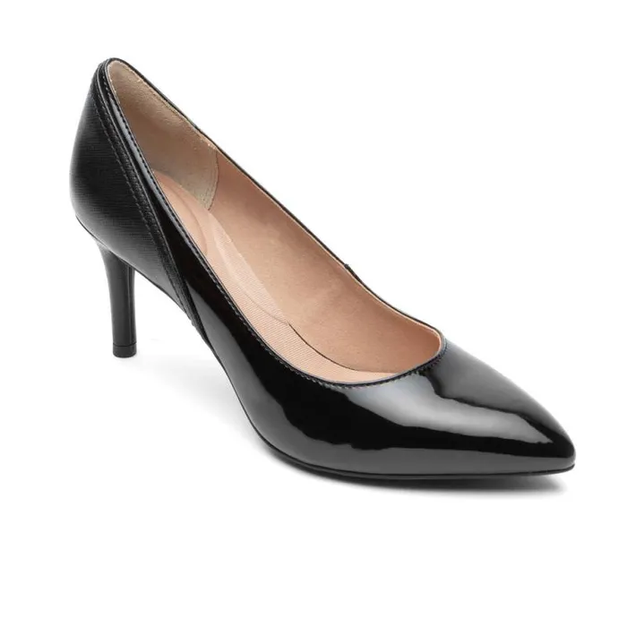 Women Rockport Heels Total Motion 75mm Pieced Heel Black Patent Synthetic