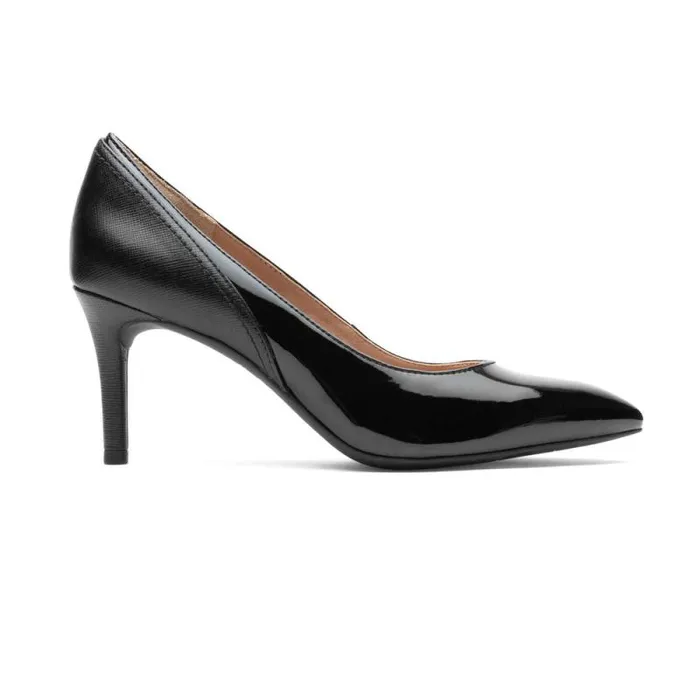Women Rockport Heels Total Motion 75mm Pieced Heel Black Patent Synthetic