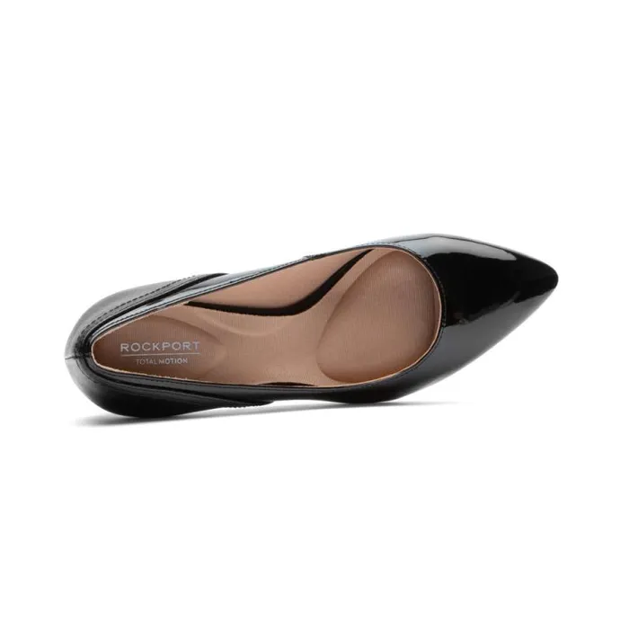 Women Rockport Heels Total Motion 75mm Pieced Heel Black Patent Synthetic