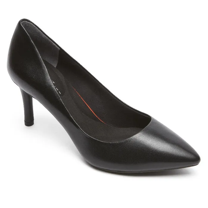 Women Rockport Heels Total Motion 75mm Pointed Toe Heel Black Leather
