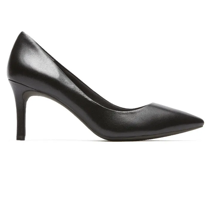 Women Rockport Heels Total Motion 75mm Pointed Toe Heel Black Leather