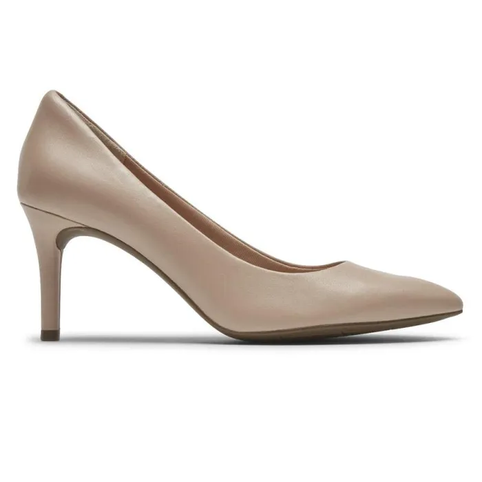 Women Rockport Heels Total Motion 75mm Pointed Toe Heel Neutral Beige Leather