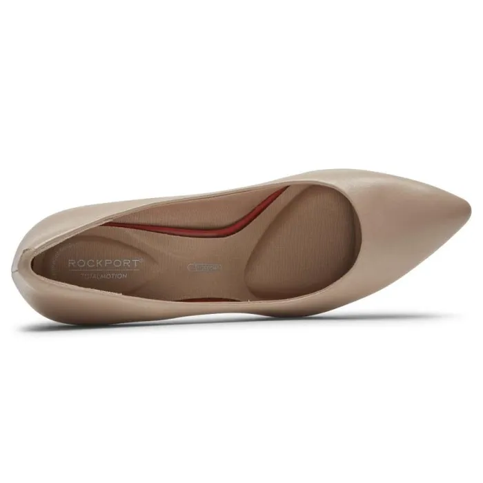 Women Rockport Heels Total Motion 75mm Pointed Toe Heel Neutral Beige Leather