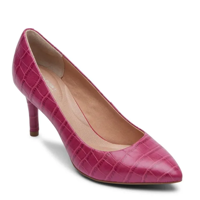 Women Rockport Heels Total Motion 75mm Pointed Toe Heel Rasberry Sorbet Croco Leather Women Rockport Heels Total Motion 75mm Pointed Toe Heel Rasberry Sorbet Croco Leather