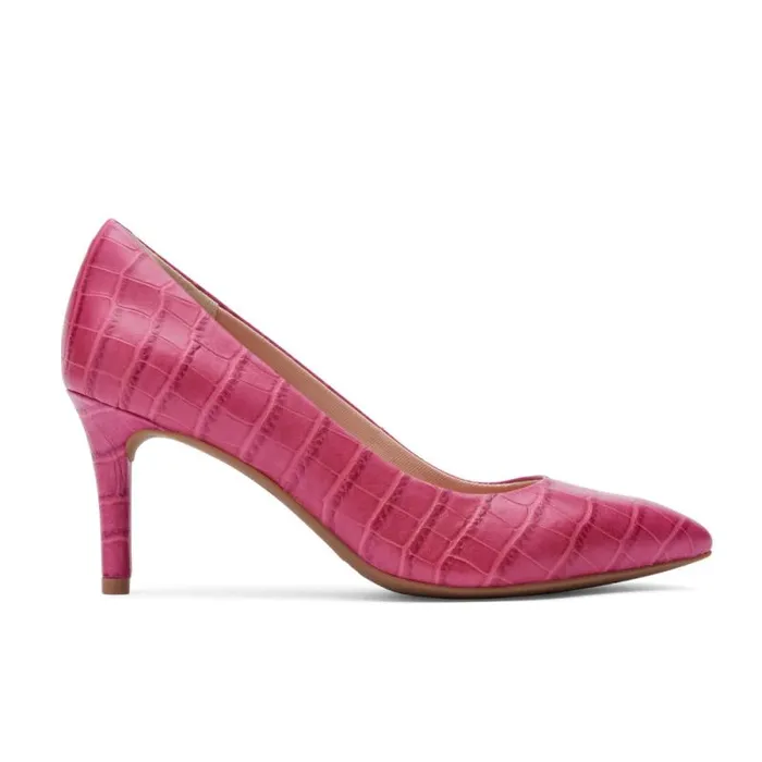 Women Rockport Heels Total Motion 75mm Pointed Toe Heel Rasberry Sorbet Croco Leather Women Rockport Heels Total Motion 75mm Pointed Toe Heel Rasberry Sorbet Croco Leather