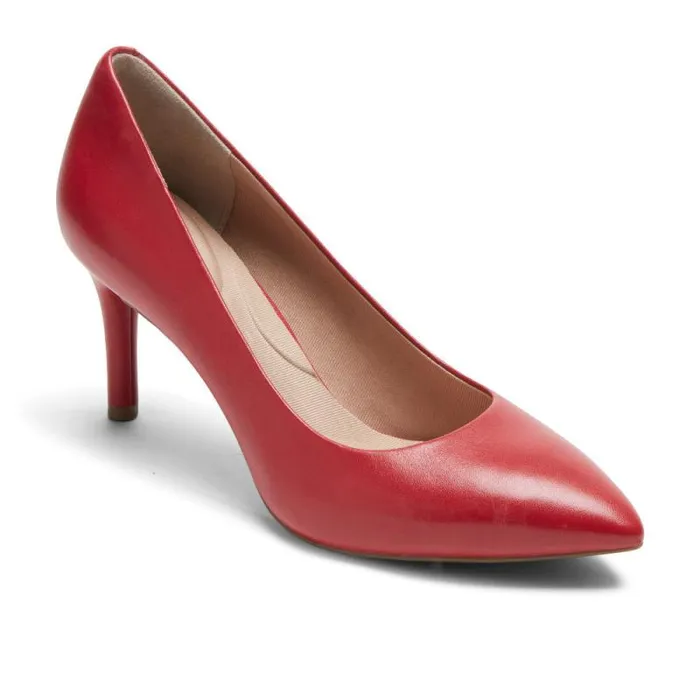 Women Rockport Heels Total Motion 75mm Pointed Toe Heel Scarlet Lthr
