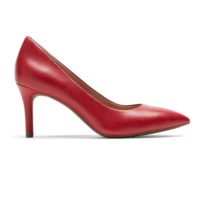 Women Rockport Heels Total Motion 75mm Pointed Toe Heel Scarlet Lthr