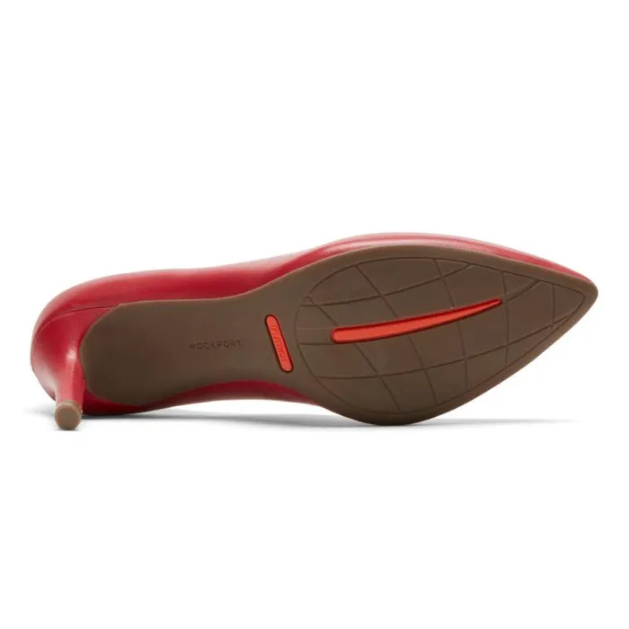 Women Rockport Heels Total Motion 75mm Pointed Toe Heel Scarlet Lthr