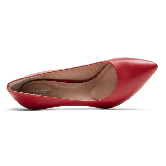 Women Rockport Heels Total Motion 75mm Pointed Toe Heel Scarlet Lthr