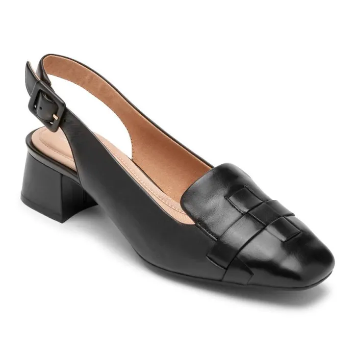 Women Rockport Heels Total Motion Esma Woven Heel Black