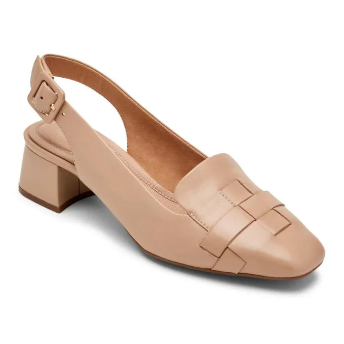 Women Rockport Heels Total Motion Esma Woven Heel Neutral Beige