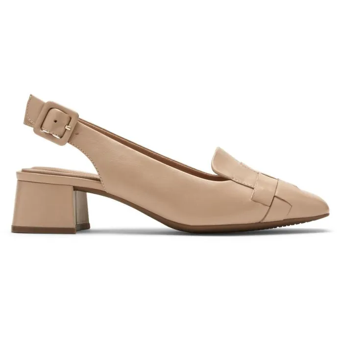 Women Rockport Heels Total Motion Esma Woven Heel Neutral Beige