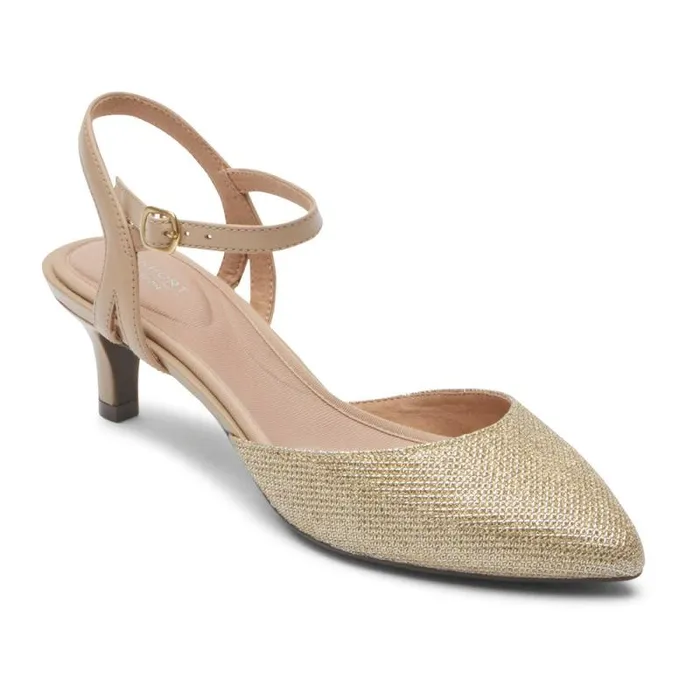Women Rockport Heels Total Motion Kalila Ankle Strap Heel Nude Glam