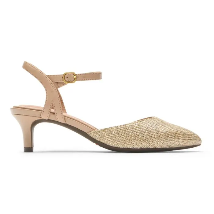 Women Rockport Heels Total Motion Kalila Ankle Strap Heel Nude Glam