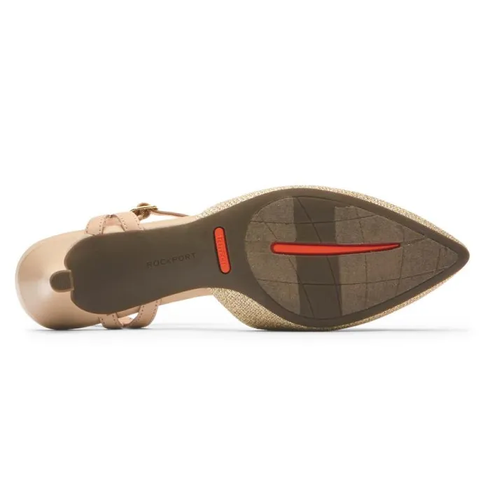 Women Rockport Heels Total Motion Kalila Ankle Strap Heel Nude Glam
